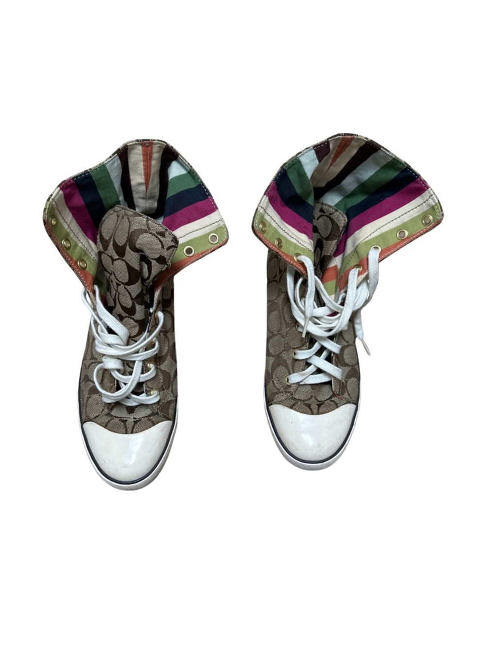 Coach Bonney Hi Top Stripe Fold Down Sneakers Size 8 1/2M